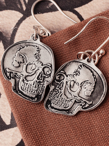 Pewter skull earrings
