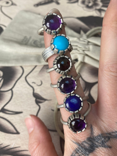 Turquoise Gemstone Stacking Ring Size L