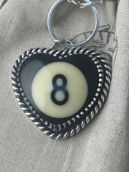 Black Heart 8 Ball Pool Ball Necklace