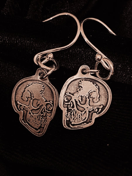 Tiny pewter skull earrings