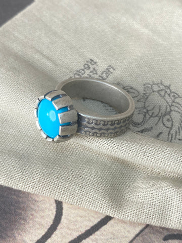 Turquoise Gemstone Stacking Ring Size L