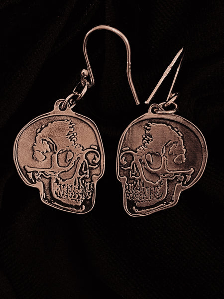 Pewter skull earrings