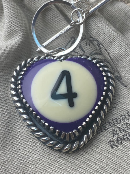 Purple 4 Heart Ball Pool Ball Necklace