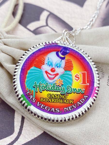 Holiday Inn Clown Casino Chip Necklace